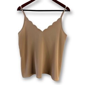Space 46 tan scalloped v-neck cami size M